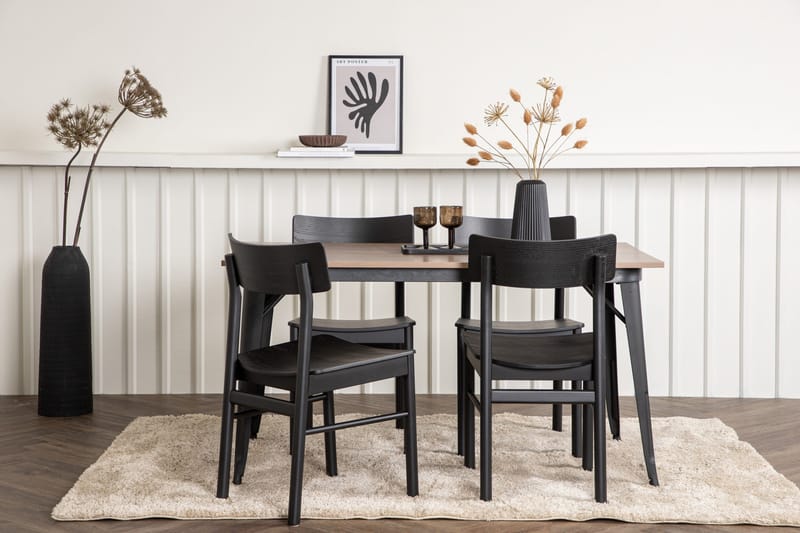 Tempe Matgrupp 140 cm Rektangulär med 4 Montros stolar - Svart - Products - Möbler - Bord & matgrupp - Matgrupp