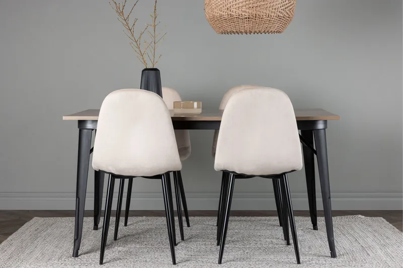 Tempe Matgrupp 140 cm Rektangulär med 4 Polar stolar - Beige - Products - Möbler - Bord & matgrupp - Matgrupp