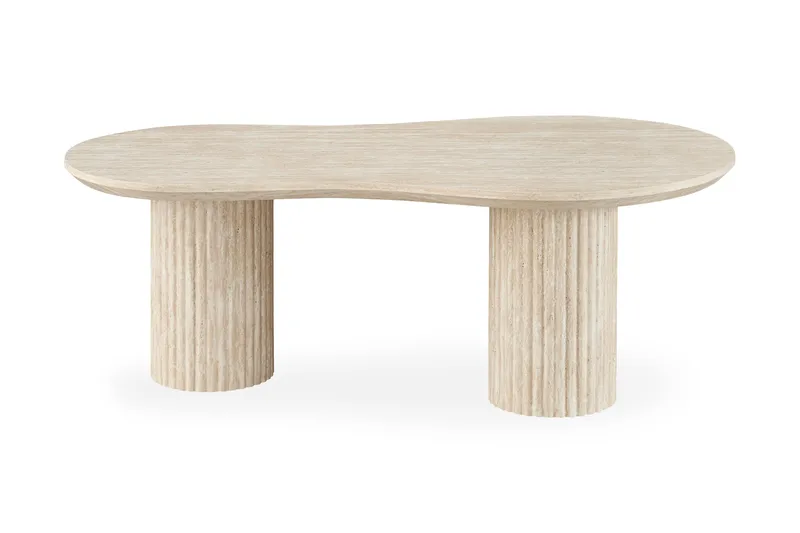 Uppveda Asymmetriskt Soffbord Travertin Utseende 130x70 cm, Beige