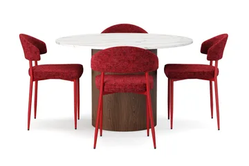 Uppveda Matbord 120 cm Rund med 4 st Jairam Matstolar - Brun - Products - Möbler - Bord & matgrupp - Matgrupp