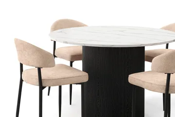 Uppveda Matbord 120 cm Rund med 4 st Jairam Matstolar - Svart/Vit - Products - Möbler - Bord & matgrupp - Matgrupp