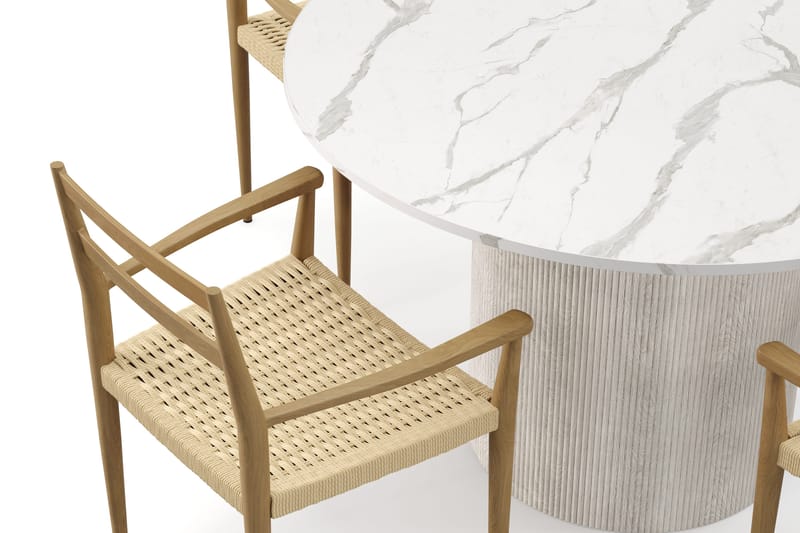 Uppveda Matbord 120 cm Rund med 4 st Jamna Karmstolar - Vit - Products - Möbler - Bord & matgrupp - Matgrupp