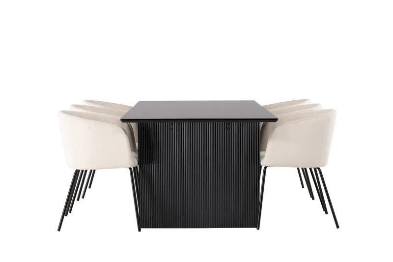 Vail Matgrupp 200 cm Rektangulär med 6 Berit stolar - Beige - Products - Möbler - Bord & matgrupp - Matgrupp