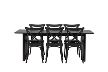 Vail Matgrupp 200 cm Rektangulär med 6 Crosett stolar - Svart - Products - Möbler - Bord & matgrupp - Matgrupp