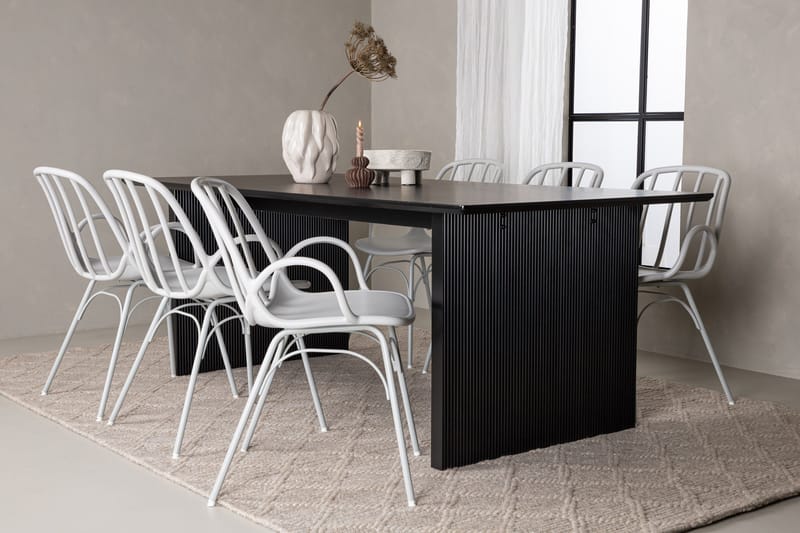 Vail Matgrupp 200 cm Rektangulär med 6 Dyrön stolar - Svart - Products - Möbler - Bord & matgrupp - Matgrupp