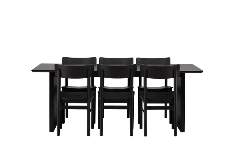 Vail Matgrupp 200 cm Rektangulär med 6 Montros stolar - Svart - Products - Möbler - Bord & matgrupp - Matgrupp