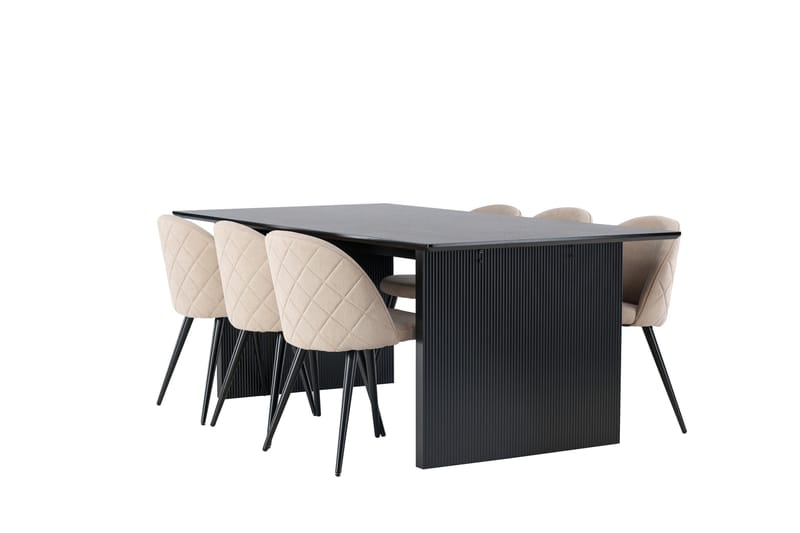 Vail Matgrupp 200 cm Rektangulär med 6 Velvet stolar - Beige - Products - Möbler - Bord & matgrupp - Matgrupp