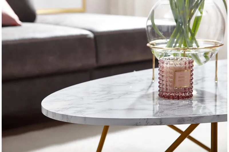 Willowdale Soffbord 120 cm Ovalt - Vit/Guld - Products - Möbler - Bord & matgrupp - Soffbord