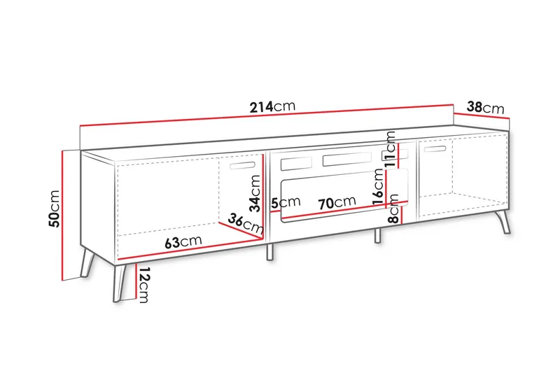 Akihiko Tv-bänk 214 cm - Vit - Products - Möbler - TV- & Mediamöbler - TV bänk & mediabänk