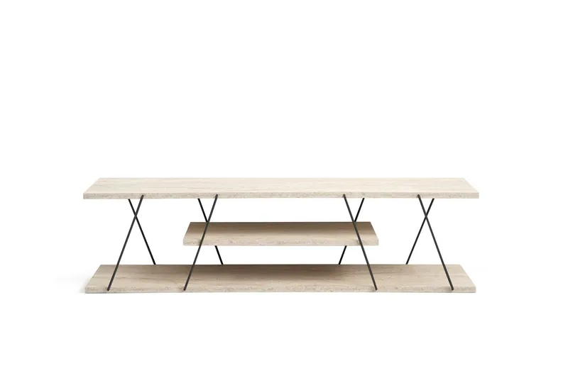 Canaz Tv-bänk 120 cm, Svart/Marmor