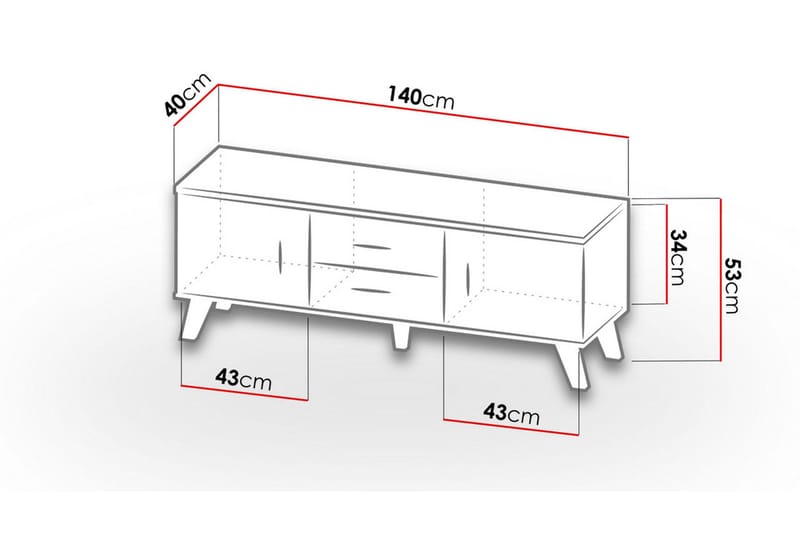 Kardos Tv-möbelset 140 cm - Natur/Svart - Products - Möbler - TV- & Mediamöbler - TV-möbelset