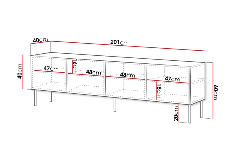 Laholm Tv-bänk 201 cm - Svart - Products - Möbler - TV- & Mediamöbler - TV bänk & mediabänk