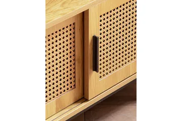 Lowboard Wohnling spånskiva folierad med 2 skjutdörrar, wienflät, modern stil Ek - Ek - Products - Möbler - TV- & Mediamöbler - TV bänk & mediabänk