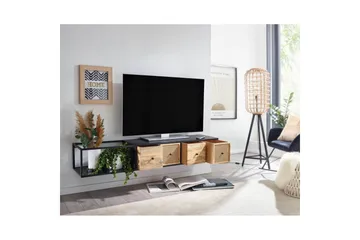 Lowboard Wohnling Metallhängande med 3 lådor i massivt trä Industriell - Products - Möbler - TV- & Mediamöbler - Mediastativ & väggfäste - Tv-stativ & Tv-väggfäste