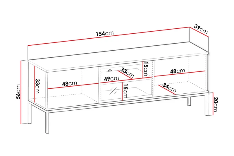Tenorio Tv-bänk 154 cm - Beige - Products - Möbler - TV- & Mediamöbler - TV bänk & mediabänk