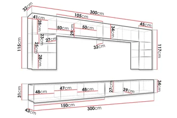 Tessan Tv-möbelset - Svart/Vit - Products - Möbler - TV- & Mediamöbler - TV-möbelset
