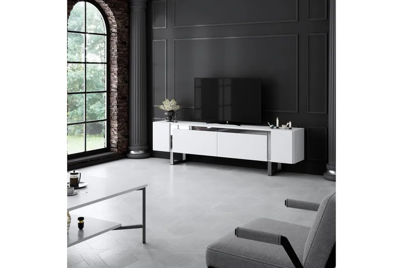 TV-bänk Sozi Vit / Argentu - Vit / Argentu - Products - Möbler - TV- & Mediamöbler - TV bänk & mediabänk