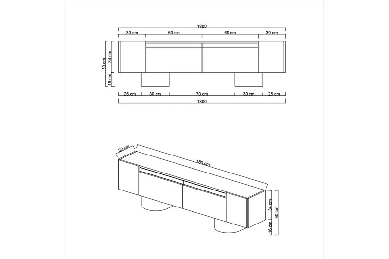 TV-bänk Travertin / Svart - Travertin / Svart - Products - Möbler - TV- & Mediamöbler - TV bänk & mediabänk