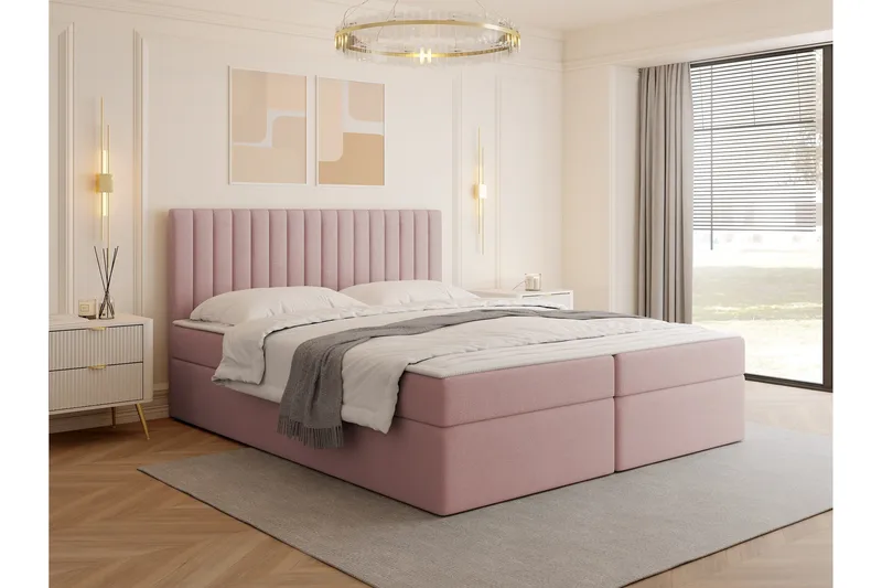 Calrosor Sängpaket Kontinentalsäng med Förvaring 140x200 cm - Rosa - Products - Möbler - Säng - Komplett sängpaket