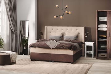 Cuba Sängpaket 105x200 med Två Beiga Kuddar - (+Fler val) Beige/Brun - Products - Möbler - Säng - Kontinentalsäng