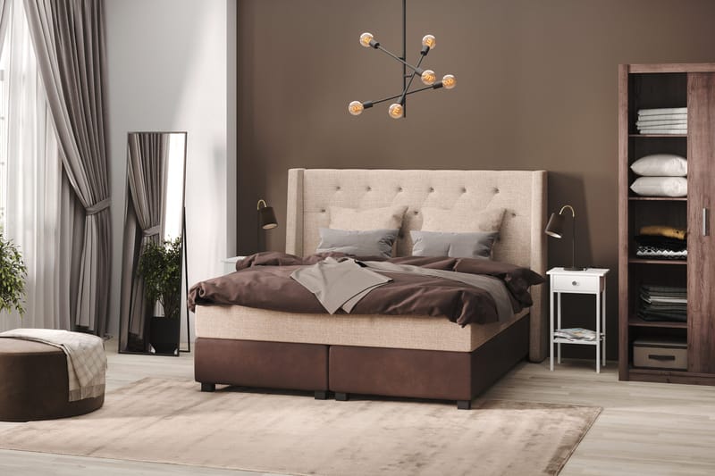 Cuba Sängpaket 105x200 med Två Beiga Kuddar - (+Fler val) Beige/Brun - Products - Möbler - Säng - Kontinentalsäng