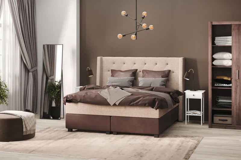 Cuba Sängpaket 105x200 med Två Bruna Kuddar - (+Fler val) Beige/Brun - Products - Möbler - Säng - Kontinentalsäng