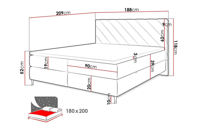 Derry Sängram 180x200 cm - Products - Möbler - Säng - Sängram & sängstomme