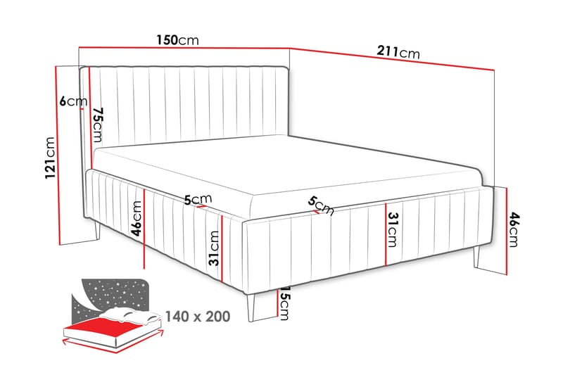 Desio Förvaringssäng 140x200 cm - Rosa - Products - Möbler - Säng - Säng med förvaring