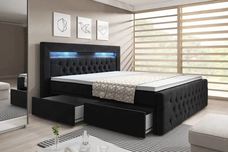 Franco Sängpaket med förvaring LED-belysning 140x200 cm - 140x200 Svart (+Fler val) - Products - Möbler - Säng - Säng med förvaring