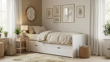 Granvik Sängram 90x200 cm utdragbar med extrasäng och förvaring inklusive 2 madrasser - Vit - Products - Möbler - Säng - Sängram & sängstomme