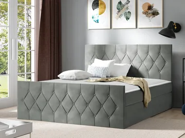 Jitendra Sängpaket Kontinentalsäng 140x200 cm med Förvaring - Grå - Products - Möbler - Säng - Komplett sängpaket