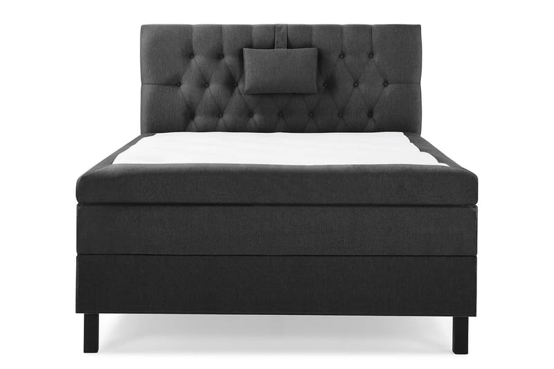 Lucky Komplett Sängpaket 120x200 Latex Diamant Sänggavel, Nackkudde Liten Svart/Grå