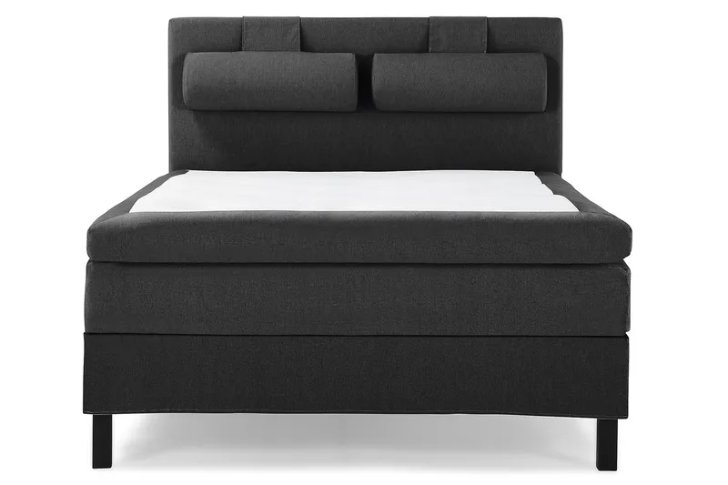 Lucky Komplett Sängpaket 140x200 Memory Slät Sänggavel  N, Nackkudde Stor Svart/Grå