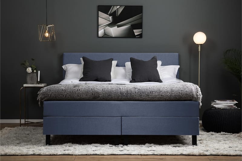 Lucky Komplett Sängpaket 160x200 Skum Slät Sänggavel - Mörkblå - Products - Möbler - Säng - Kontinentalsäng