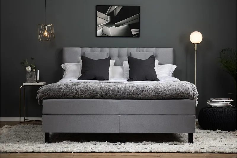 Lucky Komplett Sängpaket 180x200 Memory Diamant - Nackkudde Liten Mellangrå - Products - Möbler - Säng - Kontinentalsäng