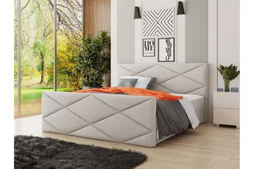 Milano Kontinentalsäng 140x200 cm med Sänggavel - Beige - Products - Möbler - Säng - Säng med förvaring