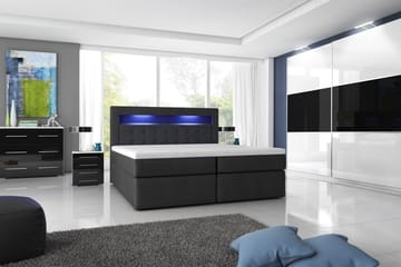 Modena Sängpaket 180x200 medFörvaring LED-belysning - Svart - Products - Möbler - Säng - Säng med förvaring