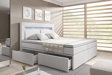 Modena Sängpaket 180x200 medFörvaring LED-belysning - Vit - Products - Möbler - Säng - Säng med förvaring