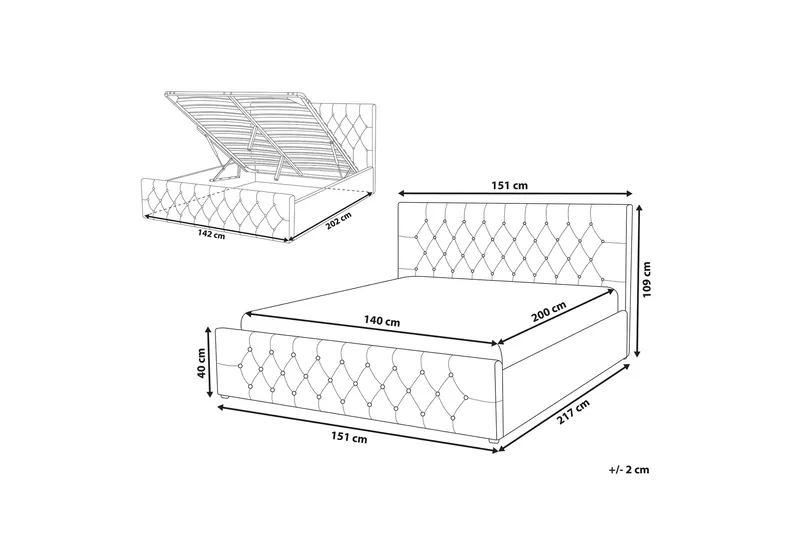 Saleux Sängram 140x200 cm - Taupe - Products - Möbler - Säng - Säng med förvaring