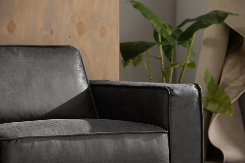 Akron Hörnsoffa Bondedläder - Mörkgrå - Products - Möbler - Soffa - Skinnsoffa