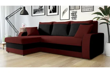 Alvared 3-sits Hörnbäddsoffa Universal - Röd/Svart - Products - Möbler - Soffa - Bäddsoffa - Bäddsoffa divan