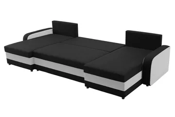 Alvared 4-sits Bäddsoffa med Dubbeldivan med Förvaring - Sammet/Grå/Svart - Products - Möbler - Soffa - Bäddsoffa - U bäddsoffa