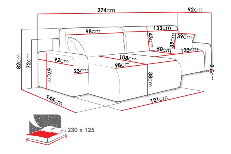 Barile Bäddsoffa med Divan 3-sits i Plysch - Vit - Products - Möbler - Soffa - Bäddsoffa - Bäddsoffa divan