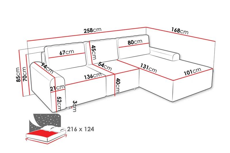 Bella Bäddsoffa med Divan 3-sits i Plysch - Grå - Products - Möbler - Soffa - Bäddsoffa - Bäddsoffa divan