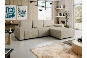 Bella Bäddsoffa med Divan 3-sits i Plysch - Beige - Products - Möbler - Soffa - Bäddsoffa - Bäddsoffa divan