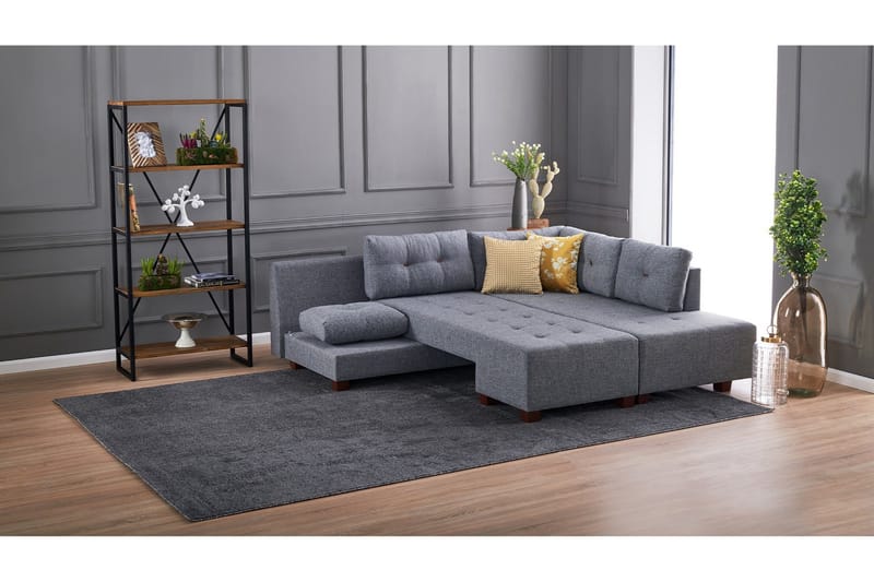 Brunei Hörnbäddsoffa Höger - Grå - Products - Möbler - Soffa - Bäddsoffa - Hörnbäddsoffa