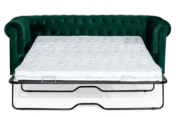 Chesterfield Lyx 3-sits Framåtbäddad bäddsoffa i sammet - Mörkgrön / Grön - Products - Möbler - Soffa - Bäddsoffa - 3 sits bäddsoffa