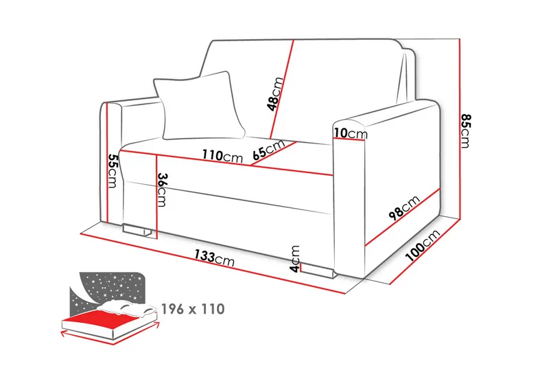 Denegal 2-sits liten bäddsoffa i Sammet - Grå - Products - Möbler - Soffa - Bäddsoffa - 2 sits bäddsoffa