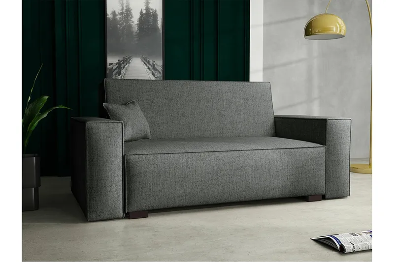 Denegal 2-sits liten bäddsoffa i Tyg - Grå - Products - Möbler - Soffa - Bäddsoffa - 2 sits bäddsoffa