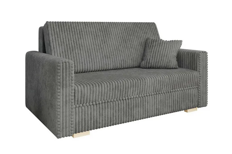 Denegal 2-sits liten bäddsoffa i Plysch - Grå - Products - Möbler - Soffa - Bäddsoffa - Bäddsoffa längsbäddad